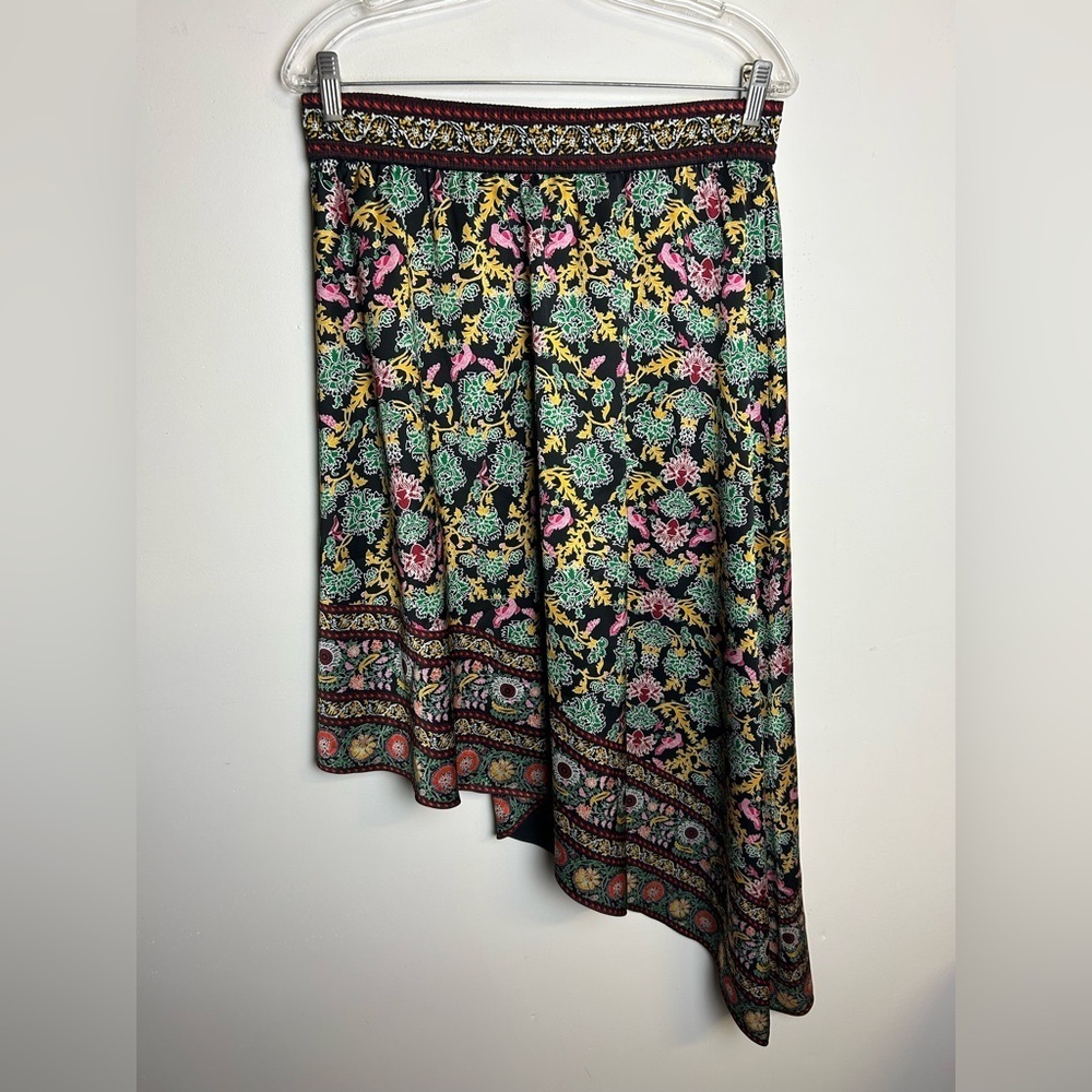 NWT $350 Alice + Olivia Natalina Sz 10 black floral-print asymmetric midi skirt - Picture 4 of 16